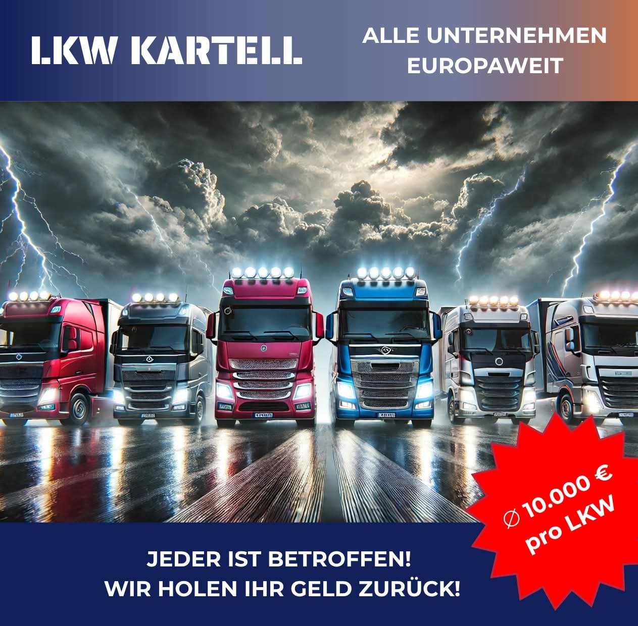 LKW-Kartell: Alle Unternehmen europaweit betroffen, durchschnittlich 10.000 Euro pro LKW